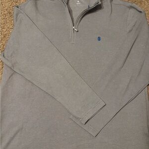 IZOD Men’s Quarter Zip Sweatshirt XL Light Grey w/ Blue Logo | Lightweight